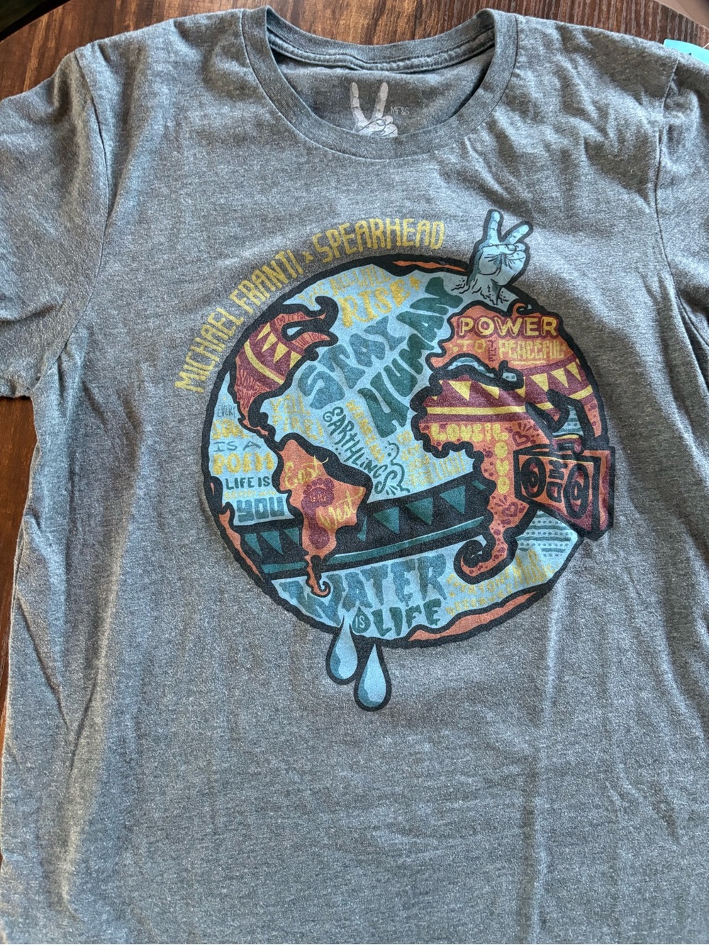 Michael Franti & Spearhead Grey Short Sleeve Graphic Tee - Water Is Life